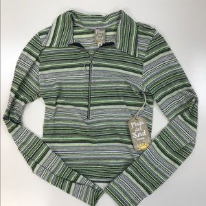 Yarn dyed lime stripe knit top